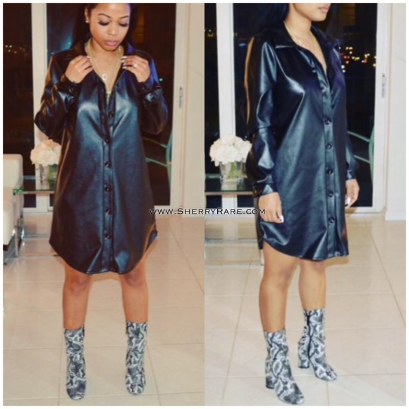K Too Dresses & Skirts - Leather Shirt Dress